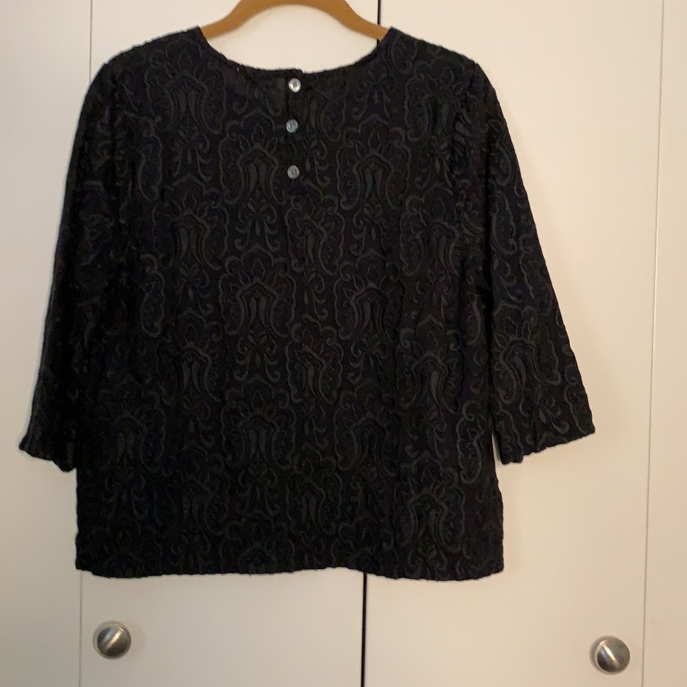 J Crew NWT Embroidered Paisley Top Black M - Picture 6 of 6